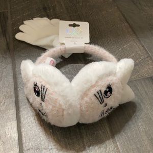 L 2D ear muff and gloves girls
